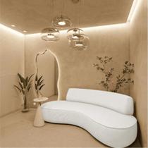 Sofá Curvo 2 Lugares Orgânico Amsterdã 140cm Bouclé Branco- MABE MAGAZINE
