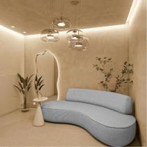 Sofá Curvo 2 Lugares Orgânico Amsterdã 140cm Bouclé Cinza- MABE MAGAZINE