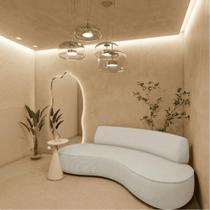 Sofá Curvo 2 Lugares Orgânico Amsterdã 160cm Linho Bege- MABE MAGAZINE