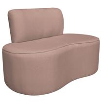 Sofá Curvo 2 Lugares Orgânico Escritório Recepção Sala Amsterdã 130cm Linho Rose - Amarena Móveis