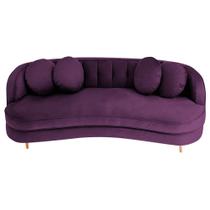 Sofá Curvo 2 Lugares Orgânico Sala Recepção Escritório Decorativo Luxo Panamá 140cm Suede Roxo