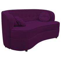Sofá Curvo 2 Lugares Orgânico Sala Recepção Escritório Decorativo Luxo Panamá 140cm Suede Roxo