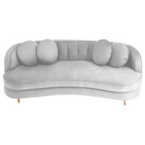 Sofá Curvo 2 Lugares Orgânico Sala Recepção Escritório Decorativo Luxo Panamá 160cm Suede Branco