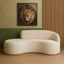 Sofá Curvo 210cm Braço Lado Direito Mavie Bouclé Off White - Sallar Home