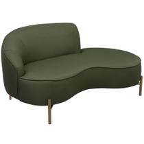 Sofá Curvo 3 Lugares 180cm Braço Dir. Thommy Pés Ouro Linho Verde - Nexta Casa Sofá Curvo 3 Lugares 180cm Braço Dir. Thommy Pés Ouro Linho Verde - Nexta Casa