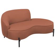 Sofá Curvo 3 Lugares 180cm Braço Dir. Thommy Pés Preto Linho Coral - Nexta Casa