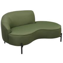 Sofá Curvo 3 Lugares 180cm Braço Dir. Thommy Pés Preto Linho Verde Claro - Nexta Casa