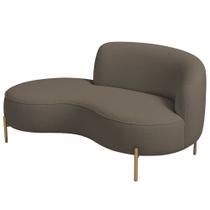Sofá Curvo 3 Lugares 180cm Braço Esq. Thommy Pés Ouro Bouclé Marrom - Nexta Casa Sofá Curvo 3 Lugares 180cm Braço Esq. Thommy Pés Ouro Bouclé Marrom - Nexta Casa