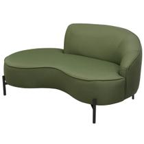Sofá Curvo 3 Lugares 180cm Braço Esq. Thommy Pés Preto Linho Verde Claro - Nexta Casa