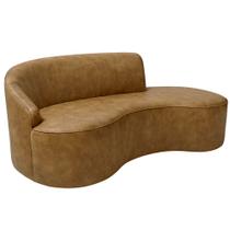Sofá Curvo 3 Lugares 180cm Eron Braço Dir. Corano Sintético Caramelo - Nexta Casa