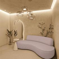 Sofá Curvo 3 Lugares Orgânico Amsterdã 180cm Linho Rose- MABE MAGAZINE Sofá Curvo 3 Lugares Orgânico Amsterdã 180cm Linho Rose- MABE MAGAZINE