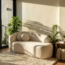 Sofá Curvo 3 Lugares Orgânico Confortável Serena Boucle Bege - Montanari s Decor Sofá Curvo 3 Lugares Orgânico Confortável Serena Boucle Bege - Montanari s Decor