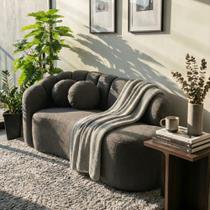 Sofá Curvo 3 Lugares Orgânico Confortável Serena Boucle Cinza Escuro - Montanari s Decor Sofá Curvo 3 Lugares Orgânico Confortável Serena Boucle Cinza Escuro - Montanari s Decor