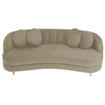 Sofá Curvo 3 Lugares Orgânico Sala Recepção Escritório Decorativo Luxo Panamá 185cm Suede