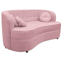 Sofá Curvo 3 Lugares Orgânico Sala Recepção Escritório Decorativo Luxo Panamá 185cm Suede