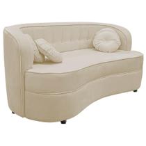 Sofá Curvo 3 Lugares Orgânico Sala Recepção Escritório Decorativo Luxo Panamá 185cm Suede Bege