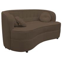 Sofá Curvo 3 Lugares Orgânico Sala Recepção Escritório Decorativo Luxo Panamá 185cm Suede Marrom