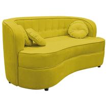 Sofá Curvo 3 Lugares Orgânico Sala Recepção Escritório Decorativo Luxo Panamá 200cm Suede