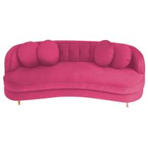 Sofá Curvo 3 Lugares Orgânico Sala Recepção Escritório Decorativo Luxo Panamá 200cm Suede Pink