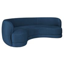 Sofá Curvo 3 Lugares Sala De Estar Recepção Noruega 180cm Suede Azul Marinho - Amarena Móveis