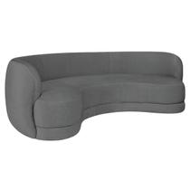 Sofá Curvo 3 Lugares Sala De Estar Recepção Noruega 200cm Suede - Amarena Móveis Sofá Curvo 3 Lugares Sala De Estar Recepção Noruega 200cm Suede - Amarena Móveis