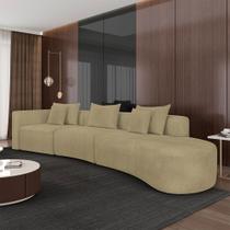 Sofá Curvo Decorativo Kimiko 427Cm 5 Lugares Sala de Estar com Chaise Bouclê Bege G52 - Gran Belo Sofá Curvo Decorativo Kimiko 427Cm 5 Lugares Sala de Estar com Chaise Bouclê Bege G52 - Gran Belo