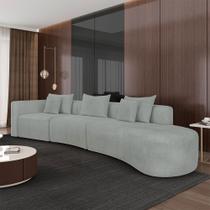 Sofá Curvo Decorativo Kimiko 437Cm 6 Lugares Sala de Estar com Chaise Bouclê Cinza G52 - Gran Belo Sofá Curvo Decorativo Kimiko 437Cm 6 Lugares Sala de Estar com Chaise Bouclê Cinza G52 - Gran Belo