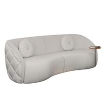 Sofá Curvo Euphoria Em Bouclé Branco Luxuoso Com Almofadas