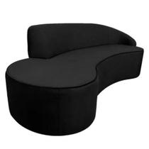 Sofá Curvo Infinity 2,10em Veludo Negro Braço Direito Larbelle