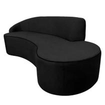 Sofá Curvo Infinity 2,10em Veludo Negro Braço Esquerdo Larbelle