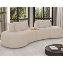 Sofá Curvo Modulado Retrátil 285cm Hyun Linho Bege - Sallar Home