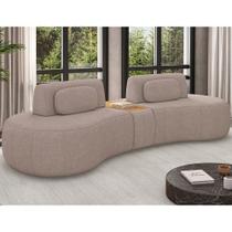 Sofá Curvo Modulado Retrátil 285cm Hyun Linho Marrom Claro - Sallar Home