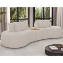 Sofá Curvo Modulado Retrátil 285cm Hyun Linho Off White - Sallar Home Sofá Curvo Modulado Retrátil 285cm Hyun Linho Off White - Sallar Home