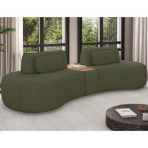 Sofá Curvo Modulado Retrátil 285cm Hyun Linho Verde - Sallar Home Sofá Curvo Modulado Retrátil 285cm Hyun Linho Verde - Sallar Home