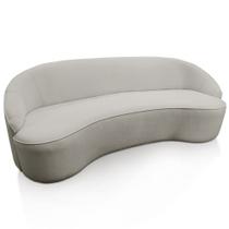 Sofá Curvo Montserrat 180cm 03 Lugares Linho Bege Acinzentado - Nexta Casa