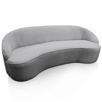 Sofá Curvo Montserrat 180cm 03 Lugares Linho Cinza Mesclado - Nexta Casa