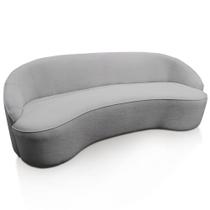 Sofá Curvo Montserrat 180cm 03 Lugares Linho Cinza - Nexta Casa