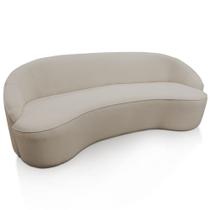 Sofá Curvo Montserrat 180cm 03 Lugares Linho Sintético Areia - Nexta Casa