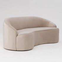 Sofá Curvo Montserrat 180cm 03 Lugares Veludo Off White - Nexta Casa