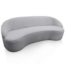 Sofá Curvo Montserrat 210cm 03 Lugares Lona Cinza Claro - Nexta Casa