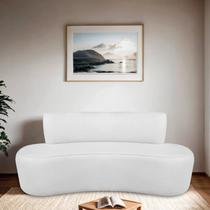 Sofá Curvo Orgânico 160cm 2 Lugares Bouclé Antonela Branco Sofá Curvo Orgânico 160cm 2 Lugares Bouclé Antonela Branco