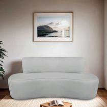 Sofá Curvo Orgânico 160cm 2 Lugares Bouclé Antonela Cinza