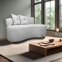 Sofá Curvo Orgânico Grécia 2 Pessoas 180cm Bouclê Cinza SOFA STORE Sofá Curvo Orgânico Grécia 2 Pessoas 180cm Bouclê Cinza SOFA STORE