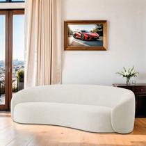 Sofá Curvo Orgânico Sala Recepção 3 Lugares Alemanha 200cm Bouclé Branco