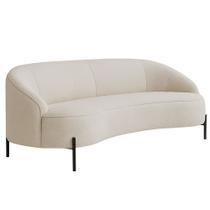 Sofá Curvo Porto 03 Lugares 180cm Pés Preto Bouclé Off White - Nexta Casa