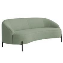 Sofá Curvo Porto 03 Lugares 180cm Pés Preto Bouclé Verde Claro - Nexta Casa