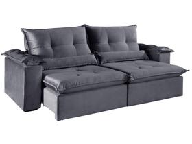 Sofa Dallas Retratil e Reclinavel 2,50 Metros Fernandes estofados Cor Veludo Cinza