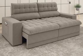 Sofá Daytona 2,30m Assento Retrátil e Reclinável Velosuede Bege - NETSOFAS