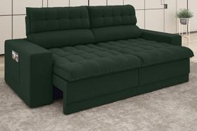 Sofá Daytona 2,30m Assento Retrátil e Reclinável Velosuede Verde - NETSOFAS