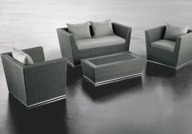 Sofá De 02 Lugares Em Alumínio E Fibra + 2 Poltronas Externa Sofá De 02 Lugares Em Alumínio E Fibra + 2 Poltronas Externa